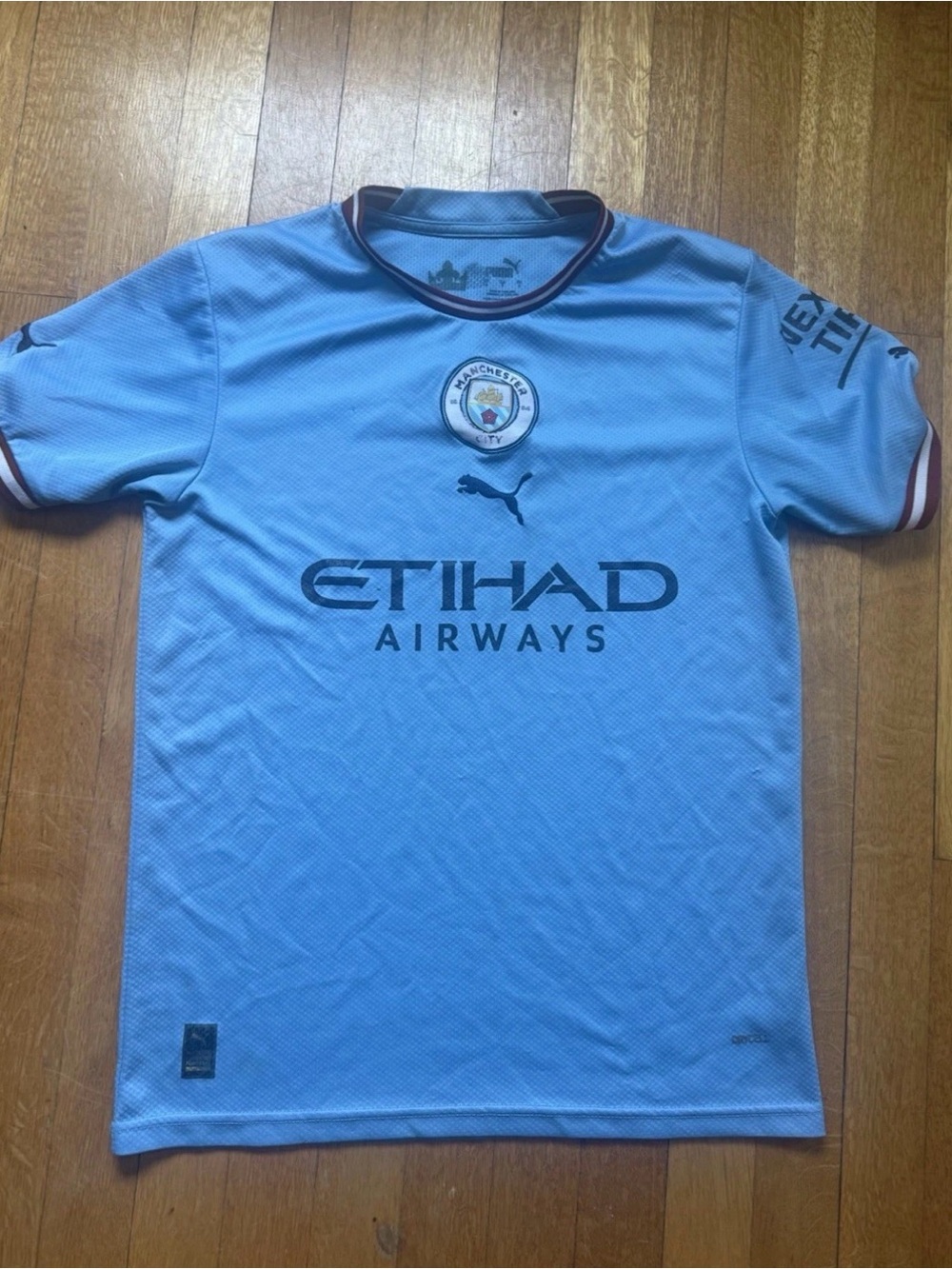 Puma Light Blue Football Jersey with Navy Lettering